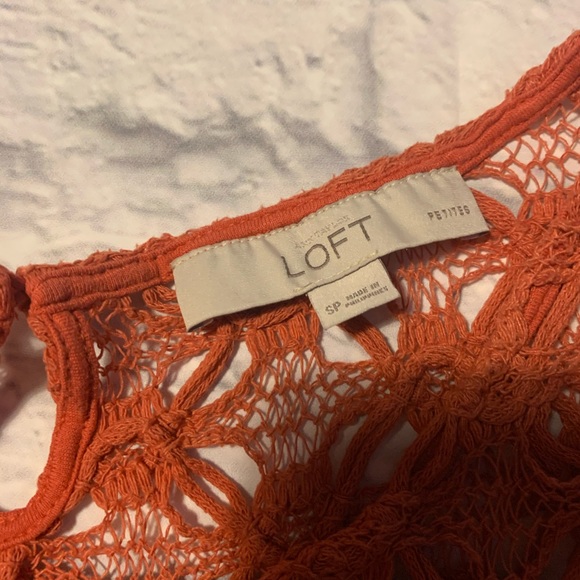 **LAST CHANCE!! Ann Taylor Loft Burnt Orange Crochet Peplum Top - Picture 5 of 7
